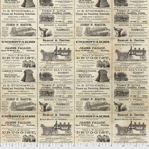 May include: A vintage newspaper advertisement with a black and white design. The ad features several businesses, including an undertaker, a florist, a druggist, and a pharmacist. The text includes the names of the businesses, their addresses, and their services. The ad is set against a background of a ruler with inches marked.