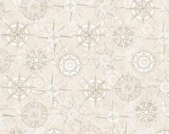 Globetrotter - Compasses (30535 E) in Beige for QT Fabrics HALF YARD