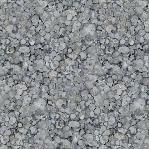 May include: Abstract seamless pattern with a grey background and a repeating pattern of small, light grey, dark grey, and white circles.