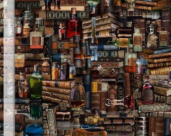 Library - Mad Scientist - Magic Books & Potions (CD2530) in Multi for Timeless Treasures Treasures HALF YARD