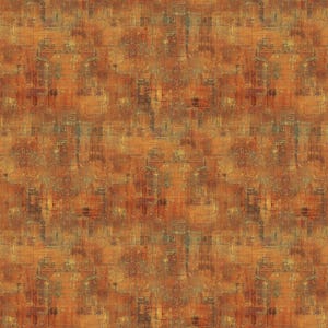 May include: Abstract art pattern in shades of orange, brown, and hints of blue-green. The design features a textured, brushstroke-like effect, creating a visual depth and a sense of movement. The overall aesthetic is reminiscent of aged or weathered surfaces.