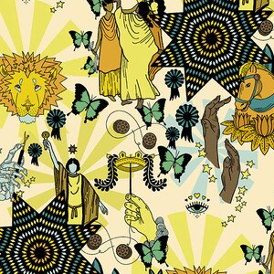 Oracle - Border Print (A-231-N) in Sunshine by Eye Candy Quilts for Andover HALF YARD