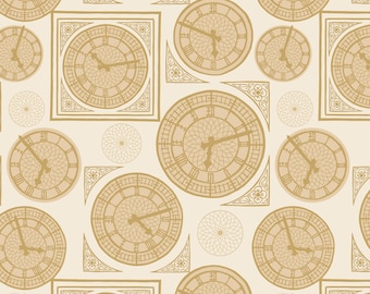 Britannia - Clock Face on Light Gold (A348.1) HALF YARD