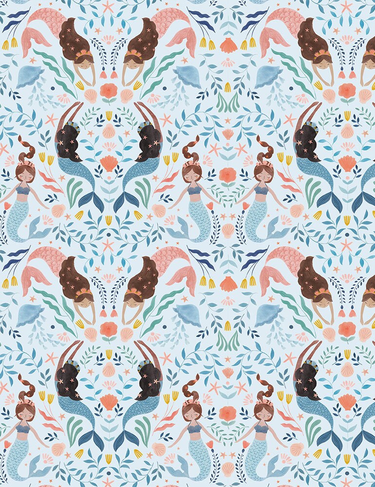 Shall We Dance - Mermaid for Each Other (STELLA-D1871) in Mist for Dear Stella HALF YARD