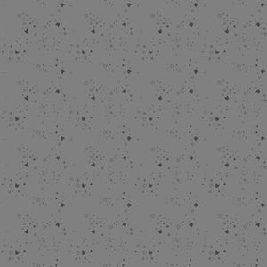 May include: A repeating pattern on a gray background. The pattern consists of small, dark gray shapes including dots, crosses, triangles, circles, and cat faces. The shapes are scattered across the surface.