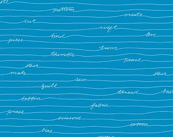 Scrawl - Longhand (1216-B) in Sea by Giucy Giuce for Andover Fabrics HALF YARD