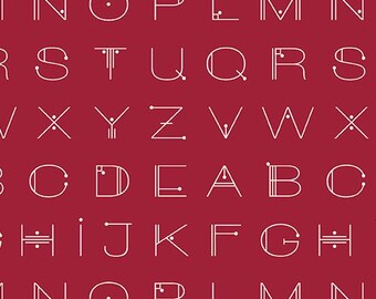 Scrawl - Deco Letters (1217-R) in Crimson by Giucy Giuce for Andover Fabrics HALF YARD