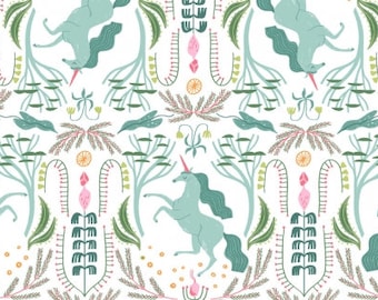 Mythical - Unicorn Toile (SRR1432) in White for Dear Stella HALF YARD