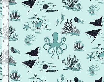 Seafarer - Octopus Toile (DFG2716) in Hydro for Dear Stella Fabrics