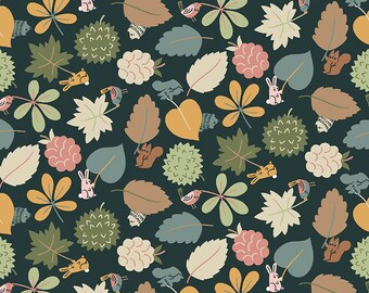 Fawned of You - Leaf Wavers (STELLA-1558) in Charcoal for Dear Stella Fabrics HALF YARD