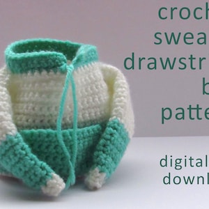 Crochet Drawstring Sweater Bag Pattern, Digital Pdf Download