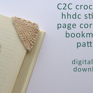 Corner to Corner C2C Crochet HHDC Page Corner Bookmark Pattern, Digital PDF  Download