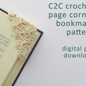 C2C Corner To Corner Crochet Page Corner Bookmark Pattern, Digital Pdf Download