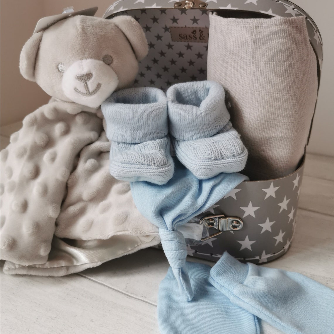 Panier de bébé cadeau nouveau-né cadeau bleu de garçon de | Etsy
