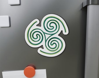 Custom Green Triskelion Die-Cut Magnet - Celtic Irish Symbol