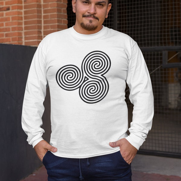 Newgrange Tri-Spiral Engraved Ultra Cotton Long Sleeve Tee