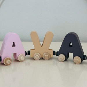 Build your own Train with our Neutral Pink Train. Personalized Wooden Magnetic Alphabet Letters. Engine and Wagon Included. image 2