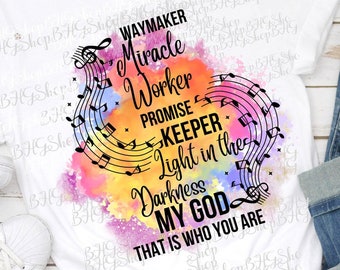 Waymaker Png, Sublimation Designs, Christian Png, Religious Png, Song Lyric, Miracle Worker, Promise Keeper, Light In The Darkness