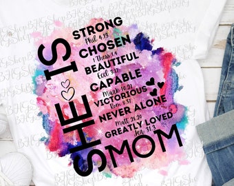 She Is Beautiful Capable Strong, Mothers Day Png, Christian Png, Subliamtion Png, Bible Verse Png, Religious Png, Motivational Png, Mom Png
