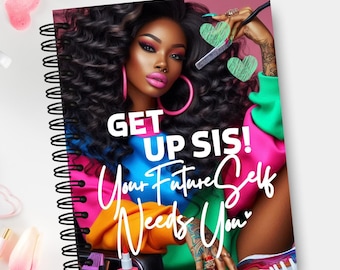 Motivation Journal Cover PNG Design Sublimation - Printable Planner Cover Notebook Cover - Digital Instant Download Black Woman Journal