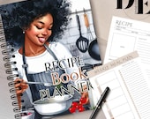 Meal Planner Cover PNG Design, Black Woman Cook Book Cover Recipe Book Template Printable, Blank Recipe Page, Cook Book Journal, Recipe Card