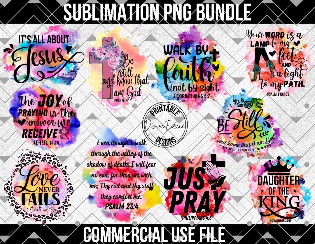 Faith Sublimation Bundle, Christian Quote Bundle, Bible Verse Png ...