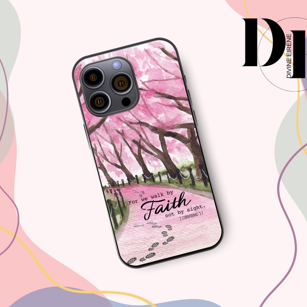 Faith iPhone Case Design, For We Walk By Faith, Bible Verse Smartphone Case Digital Design, Phone Case Printable, For Sublimation