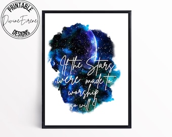 Song Lyric Wall Art, If The Stars, Were Made To Worship, So Will I, Art Print, Christian Art, Biblical Wall Art, Worship Song Wall Art Print