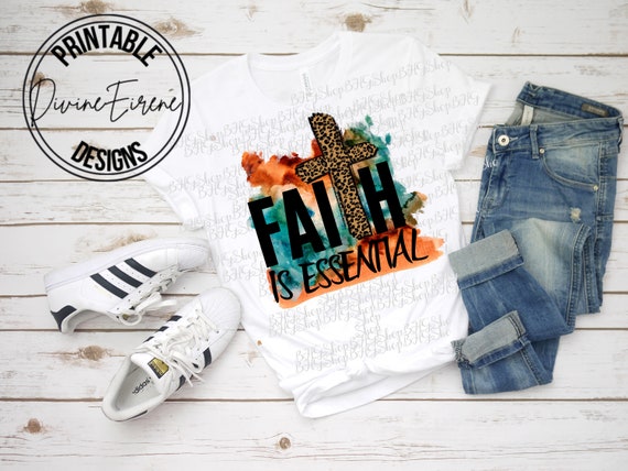 Cheetah Png, Faith Is Essential, Scripture png, Religious Png, Faith sublimation, Christian Png, Sublimation Png, Watercolor Sublimation Png