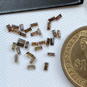 4 Stück 3x1.5mm Natürliche Champagner Cognac Braun Baguette Diamanten lose, facettierte Naht Baguette Akzent Diamant für Ring Ohrring, DDS680 / 19