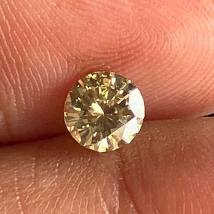 OOAK 0.43CTW/5mm Yellow Champagne Color Brilliant Cut Diamond Loose, Round Brilliant Cut Loose Diamond Solitaire Engagement Ring, DDS787/4