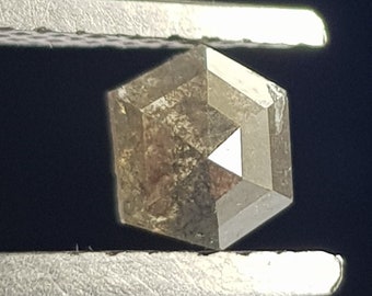 Anello con diamante sfaccettato taglio rosa a forma di scudo esagonale nero naturale da 0,53 CTW/4,8 mm, sale e pepe, DDS673/11