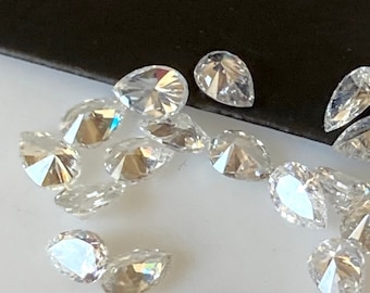 2 Pieces Tiny 3x2mm Clear White GH Color SI1 Quality Full Cut Pear Diamond, Clear White Natural Melee Pear Double Cut Accent Diamond, DDS717