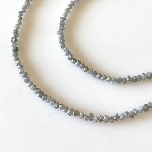 2mm To 2.5mm Grey Raw Uncut Smooth Round Natural Diamond Beads, Conflict Free Gray River Rough Diamond, Sold As 4/8/16 Inch Strand, DDS671/2 image 1