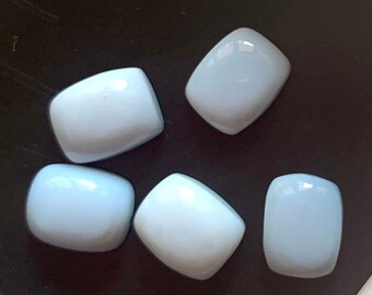 5 Pieces 10x8mm Each Blue Opal Rectangle Shaped Flat Back Smooth Loose Cabochons GDS1550/1