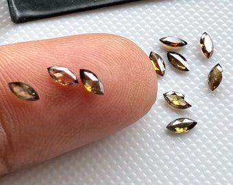 Tiny 4x2mm Champagne Brown Faceted Double Cut Marquise Diamond Loose, Brown Melee Marquise Accent Diamond For Jewelry, 2pcs/6pcs, DDS680/34