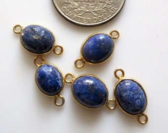 Lapis Lazuli 10x13mm eye shape single bail connectors,Lapis Lazuli pendant,Lapis Lazuli Gold Plated bezel,Hot Lapis Single loop Connector