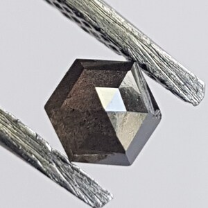 0.41CTW/4.4mm Clear Black Salt And Pepper Hexagon/Shield Shaped Rose Cut Loose Diamond, Faceted Rose Cut Diamond Loose Ring, DDS740/5