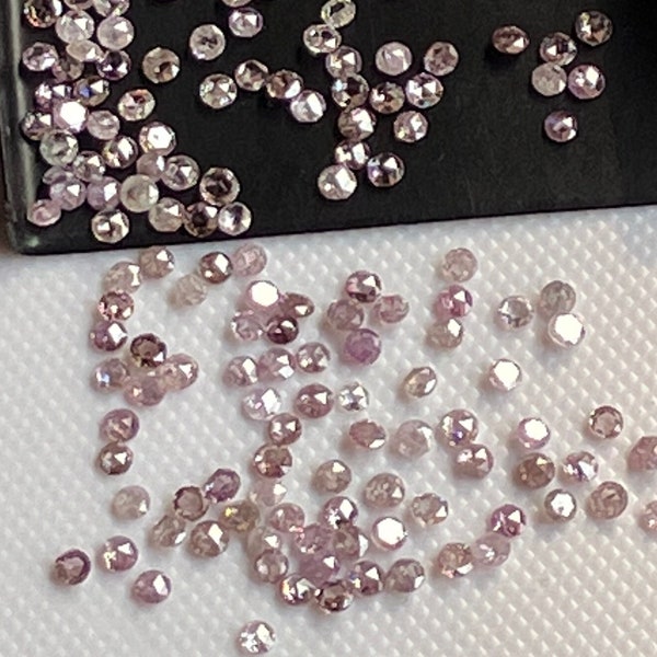 10 pezzi calibrati di colore rosa naturale con taglio a rosa rotondo cabochon di diamanti sciolti 1 mm/1,25 mm/1,5 mm/1,75 mm/2 mm/2,25 mm/2,5 mm/2,75 mm/3 mm, DDS631/4