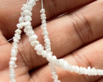 2mm To 3mm Natural White Raw Rough Uncut Diamond Beads, Natural White Diamond Beads Loose, Sold As 4 Inch/8 Inch/16 Inch Strand, GFJ