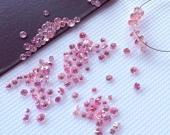 Diamante rosa sintético redondo de talla brillante, perforado o sin perforar, suelto, 1 mm/1,25 mm/1,5 mm/1,75 mm/2 mm/2,5 mm/3 mm/4 mm/5 mm/6 mm, diamante CVD rosa, LG36