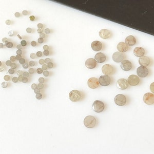 10 Pieces/3mm, 20 Pieces/1.5mm Natural White Grey Round Laser Cut Diamond Slice, White Grey Raw Rough Flat Diamond Slice, DDS709/9