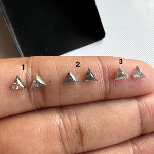 2 Pieces 3mm/4mm approx Triangle Shaped Salt And Pepper Clear Diamond Rose Cut Loose Cabochon, Accent Diamond, Diamond Earring DDS680/13