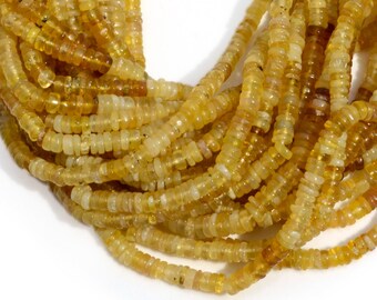 Natural Yellow Opal Smooth Tyre Rondelle Beads, 5.5mm/8mm Yellow Opal Shaded Round Heishi Gemstone Beads, 16 Inch Strand, GDS2123