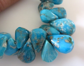 Koper Turquoise Briolette Kralen, Gladde Peervormige Koper Turquoise Kralen, 8mm Tot 12mm Turquoise Kralen, 8 Inch/4 Inch Strand, GDS1291
