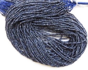 Perles rondes facettées en saphir naturel de 2,5 mm, perles rondes en saphir bleu naturel, perles en saphir, brin de 15 pouces, GDS1435