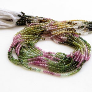 2.5mm Natural Multi Tourmaline Faceted Rondelle Beads, Pink Green Watermelon Tourmaline Bead, 13 Inch Strand, Sold As 1/5/25 Strand, GDS1447