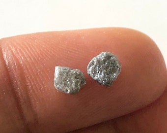 2 Pcs/10 Pcs 4mm Natural Grey Rough Flat Diamonds Loose, Grey Raw diamonds For Ring Earring Easy To Set, DS655/6