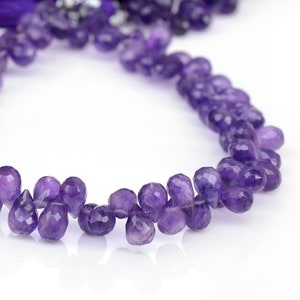 Natural Purple Amethyst Faceted Teardrop Briolette Beads, 6-7mm/7-8mm Amethyst Gemstone beads, Sold As 8 Inch Strand, GDS1928