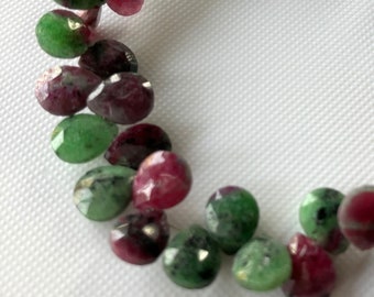 Alle 12 mm natürlichen Rubin Zoisit facettierte birnenförmige Briolette Perlen, Rubin Zoisit Edelstein Perlen lose für Schmuck, 8-Zoll-Strang, GDS2275 / 16